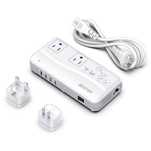 BESTEK Universal sayohat adapteri Toza to'lqinli 220V dan 110V gacha bo'lgan kuchlanish konvertori 4 USB (1 PD35W) zaryadlash va UK/AU/US/EU butun dunyo bo'ylab vilkasi bilan - 8