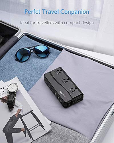 BESTEK Universal Travel Adapter 100-220V to 110V Voltage Converter 250W with 6A 4-Port USB Charging 3 AC Sockets and EU/UK/AU/US/India Worldwide Plug Adapter (Black) - 5