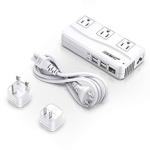 BESTEK Universal Travel Adapter 220V to 110V Voltage Converter with 6A 4-Port USB Charging and UK/AU/US/EU Worldwide Plug Adapter (White) - 7