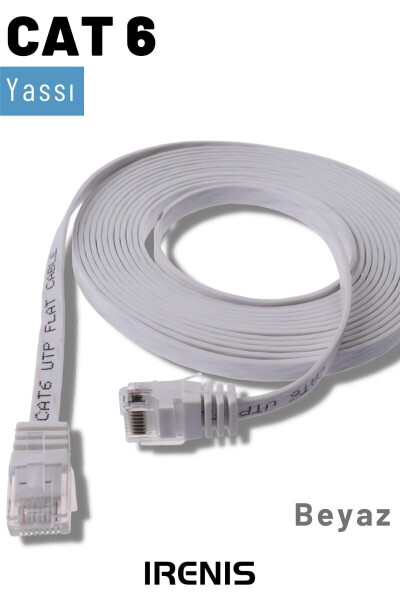 Beyaz Cat6 Yassı Ethernet (ağ) Kablosu 15 Metre - 3