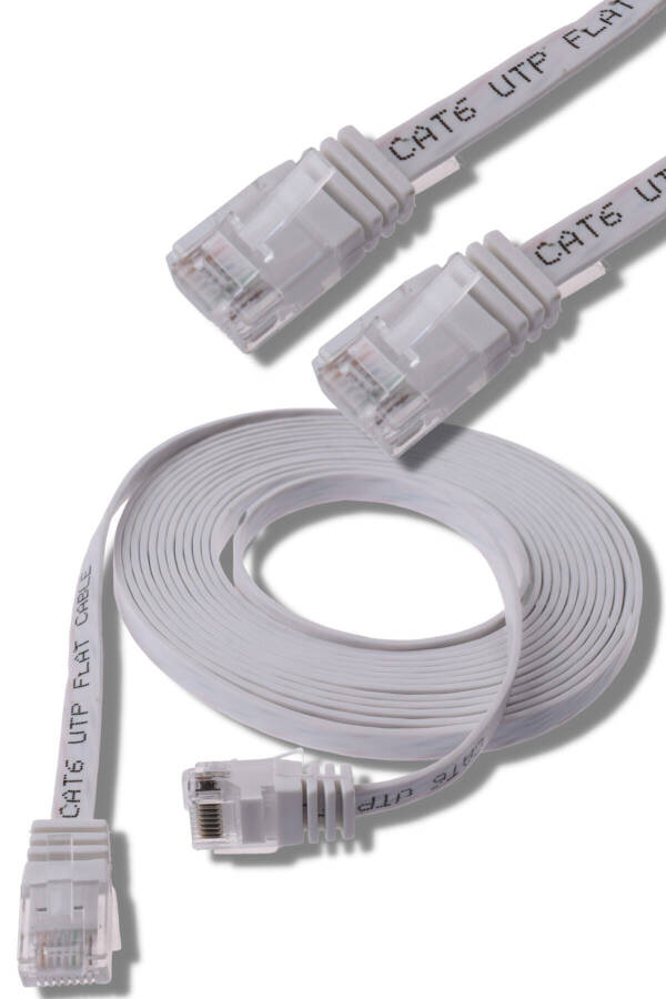 Beyaz Cat6 Yassı Ethernet (ağ) Kablosu 15 Metre - 4