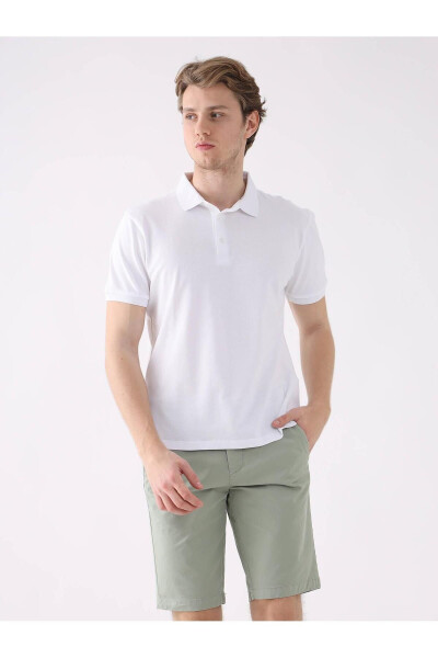 Beyaz Erkek Slim Fit Polo Yaka Tshirt - 2