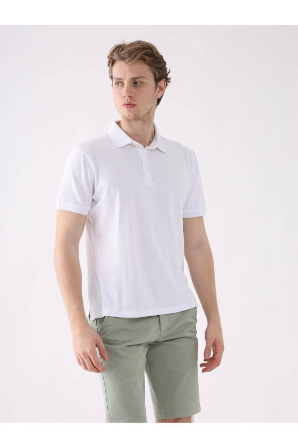 Beyaz Erkek Slim Fit Polo Yaka Tshirt - 3