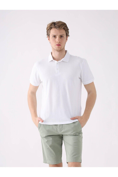 Beyaz Erkek Slim Fit Polo Yaka Tshirt - 4