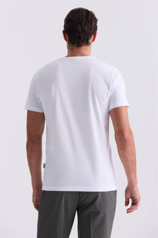 Beyaz Slim Fit Bisiklet Yaka T-Shirt - 4