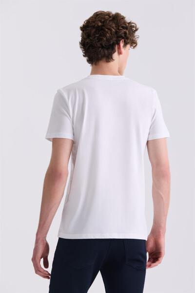 Beyaz Slim Fit Bisiklet Yaka T-Shirt - 4