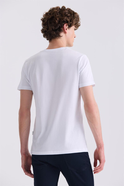 Beyaz Slim Fit Bisiklet Yaka T-Shirt - 4