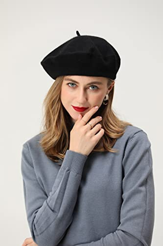 BEYLRZID French Beret - Classic Wool Beret Solid Color Womens Beret Cap Hat - 15