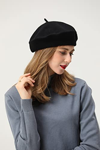 BEYLRZID French Beret - Classic Wool Beret Solid Color Womens Beret Cap Hat - 16