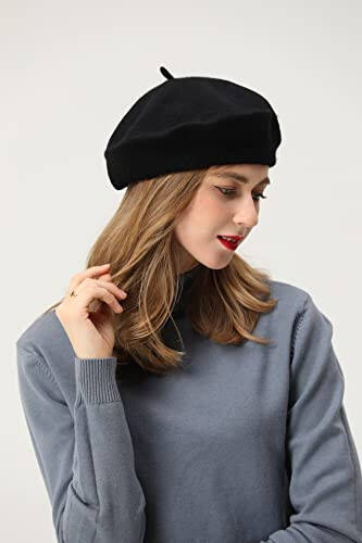 BEYLRZID French Beret - Classic Wool Beret Solid Color Womens Beret Cap Hat - 16