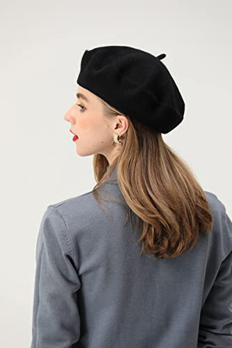 BEYLRZID French Beret - Classic Wool Beret Solid Color Womens Beret Cap Hat - 17