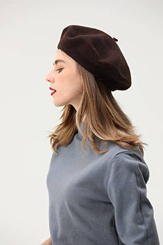 BEYLRZID French Beret - Classic Wool Beret Solid Color Womens Beret Cap Hat - 9