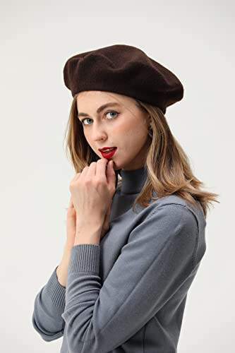 BEYLRZID French Beret - Classic Wool Beret Solid Color Womens Beret Cap Hat - 11