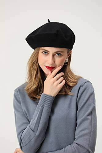 BEYLRZID French Beret - Classic Wool Beret Solid Color Womens Beret Cap Hat - 3