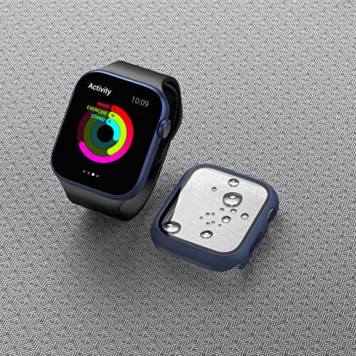 BHARVEST 2 dona qattiq PC korpusi Apple Watch SE 2022/Series 6/5/4/SE 44mm bilan mos keladi, qattiqlashtirilgan shisha ekran himoyachisi bilan korpus umumiy pufaksiz qoplama iWatch aksessuarlari uchun, qora + ko'k - 6