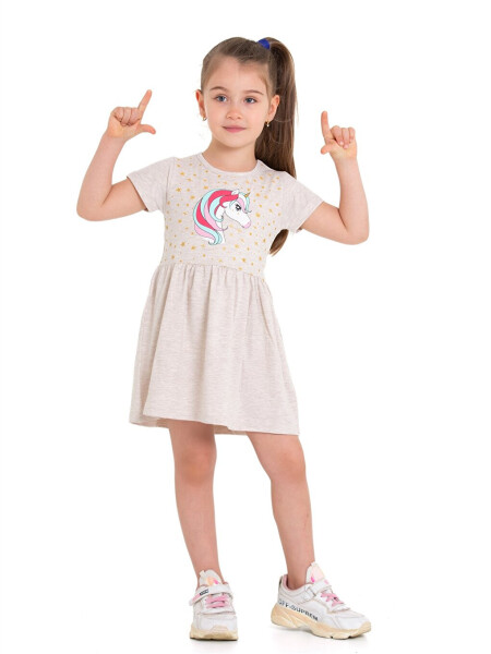 Bicycle Collar Printed Baby Girl Dress - 6