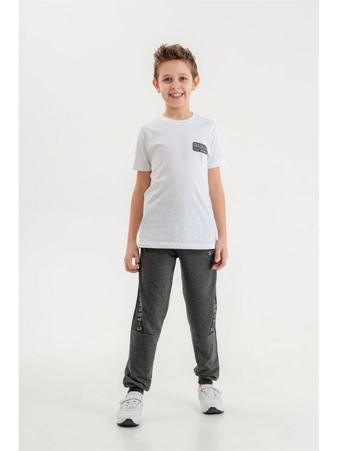 Bicycle Collar Printed Short-Sleeved Boys' T-Shirt and Sweatpants Set - 1