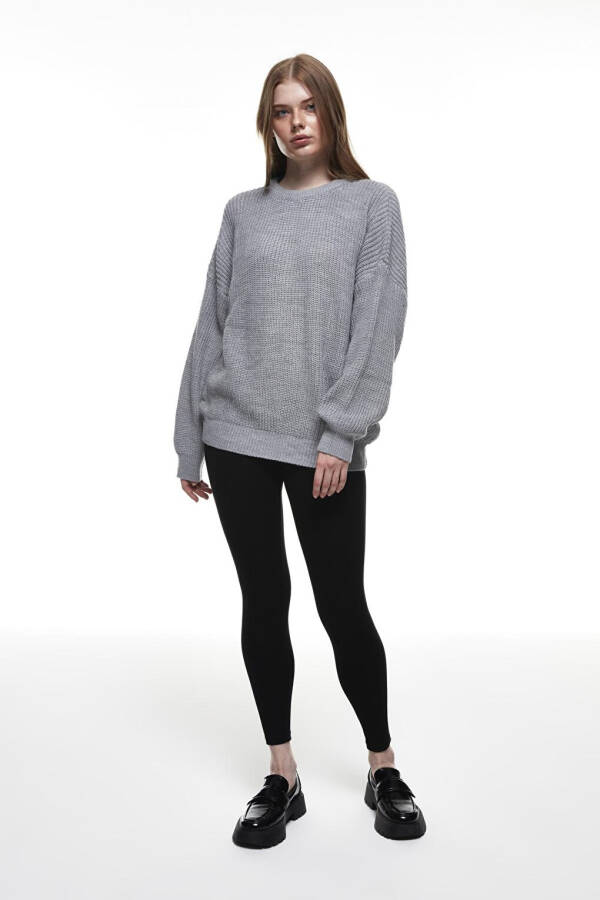 Bicycle Neck Knit Sweater Grey - 2