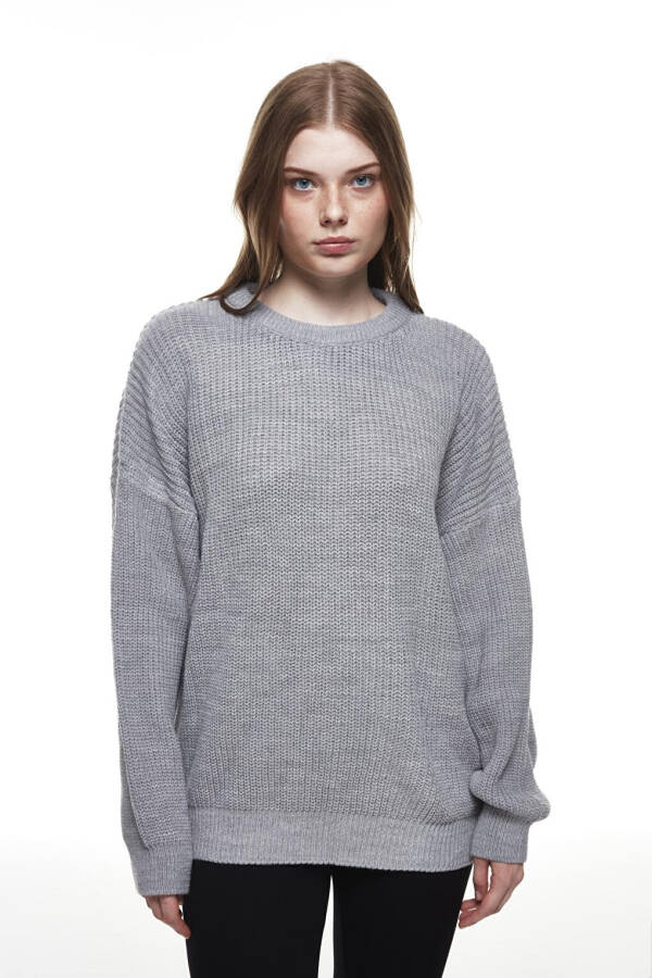 Bicycle Neck Knit Sweater Grey - 3