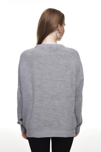 Bicycle Neck Knit Sweater Grey - 5