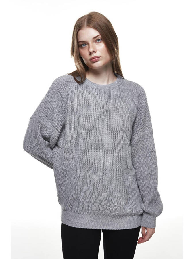 Bicycle Neck Knit Sweater Grey - 6