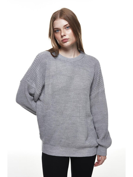 Bicycle Neck Knit Sweater Grey - 1