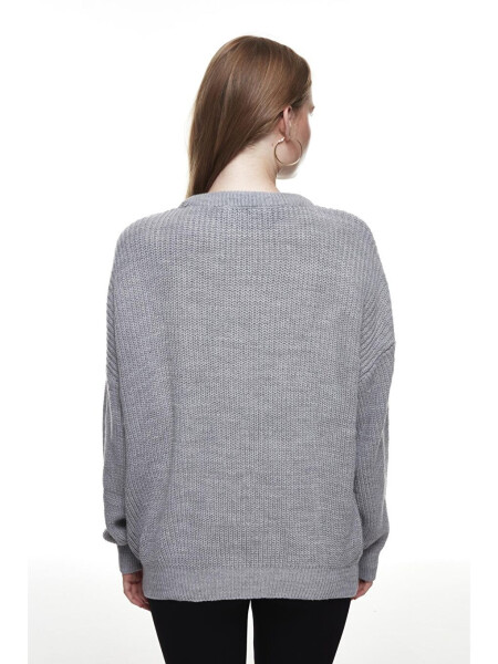 Bicycle Neck Knit Sweater Grey - 5