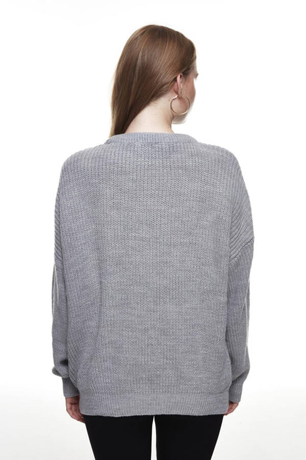 Bicycle Neck Knit Sweater Grey - 15