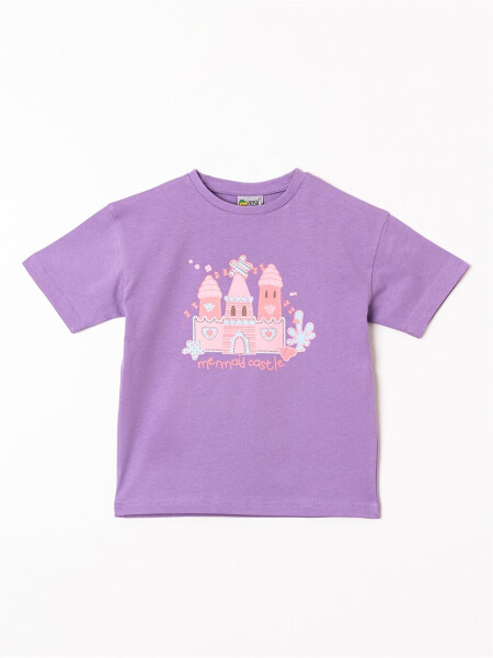 Bicycle Neck Printed Baby Girl T-Shirt - 6