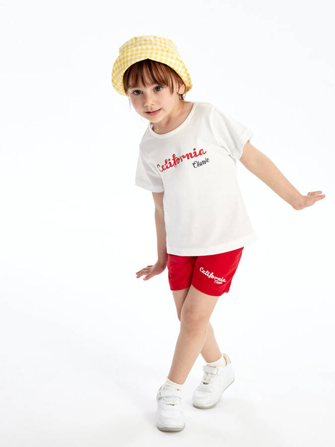 Bicycle Neck Printed Baby Girl T-Shirt and Shorts 2-Piece Set - 12