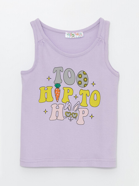 Bicycle Neck Printed Baby Girl Tank Top - 4