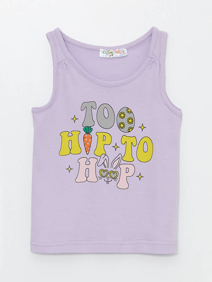 Bicycle Neck Printed Baby Girl Tank Top - 4