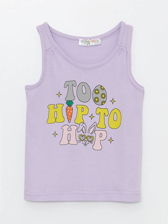 Bicycle Neck Printed Baby Girl Tank Top - 1