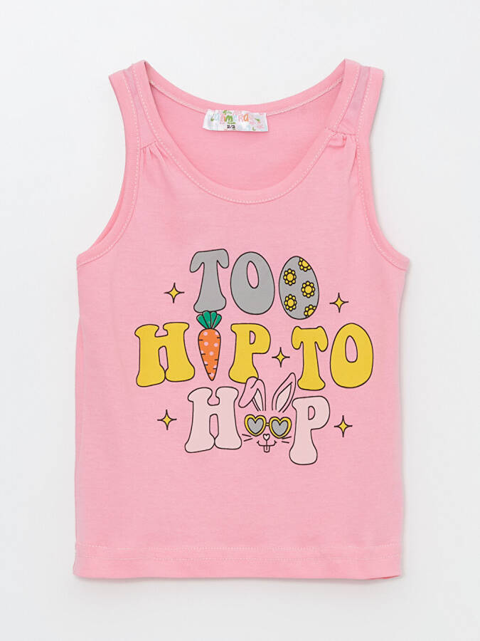 Bicycle Neck Printed Baby Girl Tank Top - 1