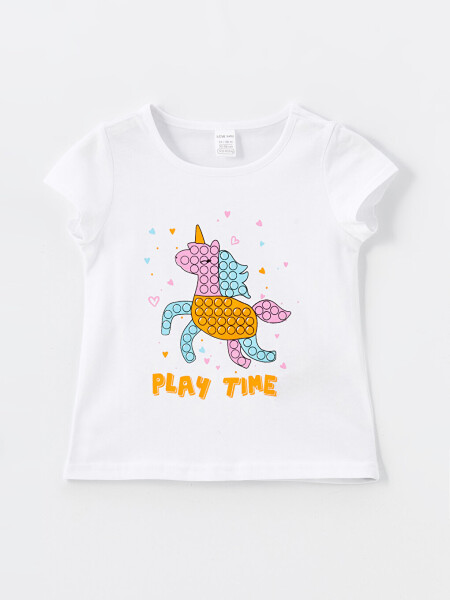 Bicycle Neck Printed Short Sleeve Baby Girl T-Shirt - 6