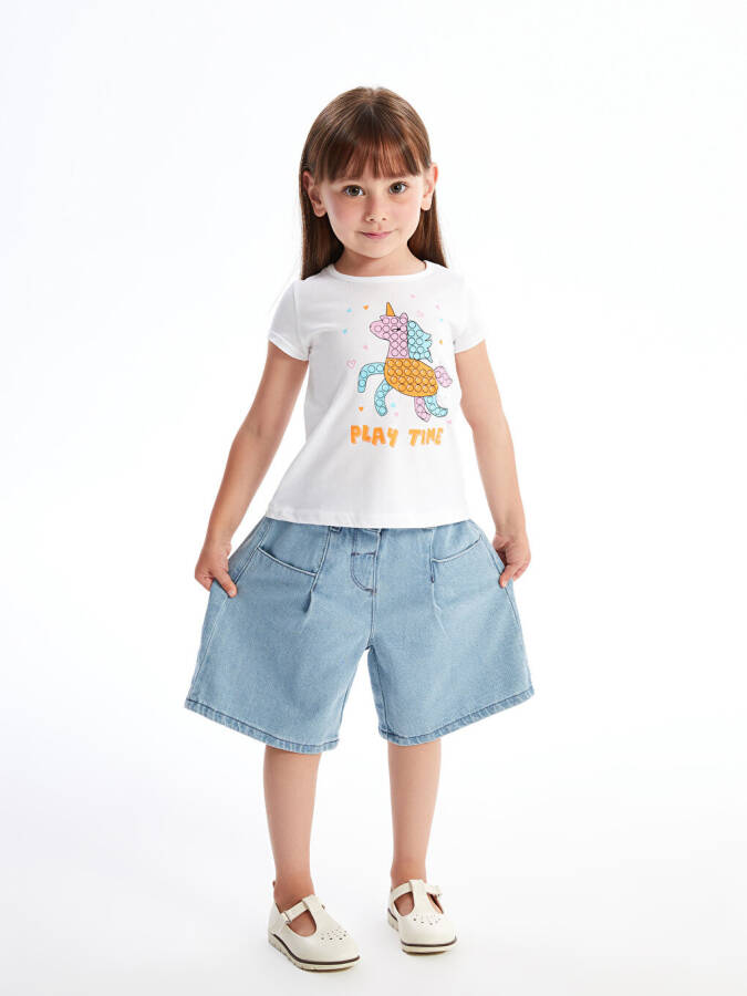 Bicycle Neck Printed Short Sleeve Baby Girl T-Shirt - 9