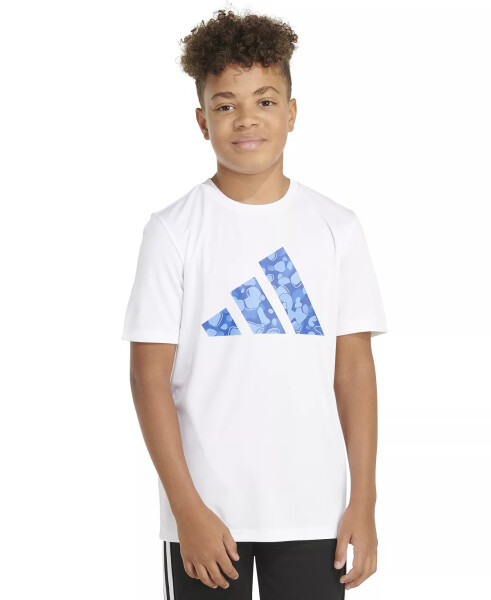 Big Boys Short Sleeve Pebble Camo Logo Polyester T-Shirt White W Blue - 1