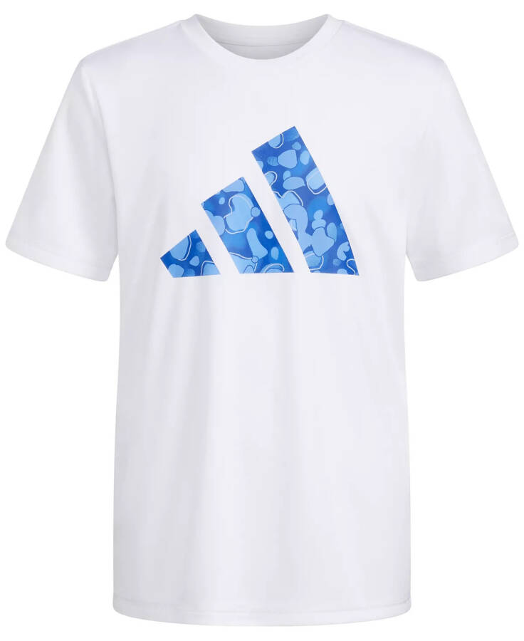 Big Boys Short Sleeve Pebble Camo Logo Polyester T-Shirt White W Blue - 5