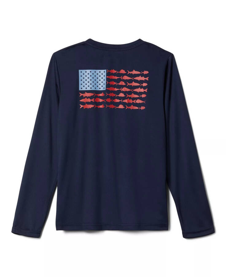 Big Boys Y Terminal Tackle PFG Fish Flag Long Sleeve T-shirt Collegiate Navy - 2