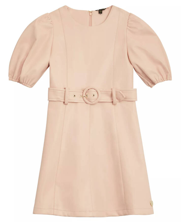 Big Girls Sleeve Belted Dress Pink - 1