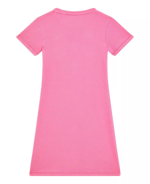 Big Girls Stretch Rib Short Sleeve Dress Medium Pink - 2