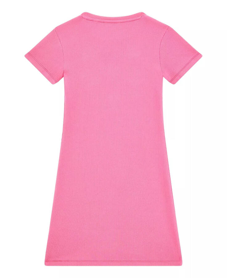 Big Girls Stretch Rib Short Sleeve Dress Medium Pink - 2