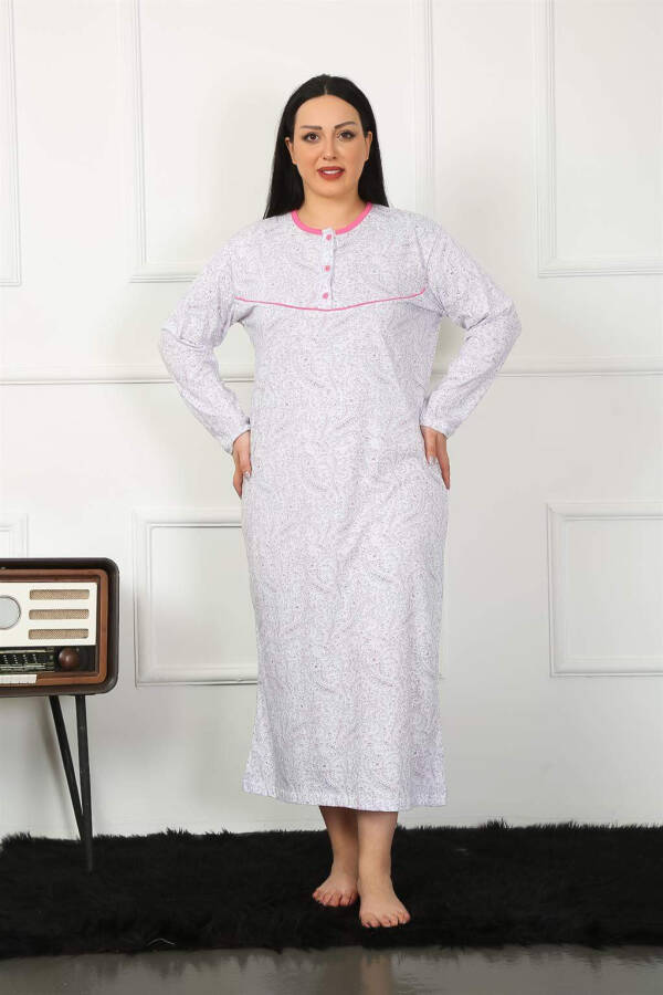 Big Long-Sleeved Fuchsia Maternity Nightgown 1359 - 2