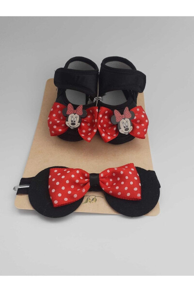 Bilgetrend Minnie Mouse Bebek Patik Ve Bandana Seti Ayakkabı Bandana Seti - 3