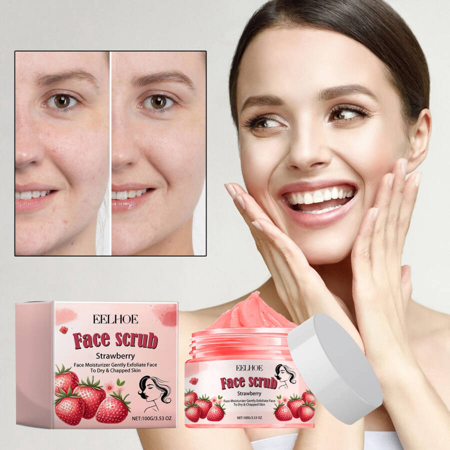 BINGTAOHU Scrubs for Women Face Scrub Facial Scrub Facial Exfoliating Scrub Brightening and Exfoliating Irritation-Free Skin Care Strawberry - 2