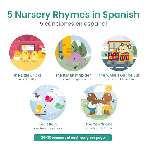 Binibi Spanish Musical Book for Babies & Toddlers 1-3 Los Pollitos Dicen & Other Nursery Rhymes | Spanish Learning for Kids | Bilingual Children's Book | Sound Book | Libro en español para bebés - 3