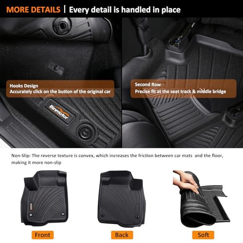 Binmotor - Custom Fit Floor Mats & Cargo Liner for Kia Seltos 2024 2025, All Weather Mats 2025 2024 Kia Seltos Car Accessories Mats, TPE Soft Rubber Trunk Cargo Mat for Seltos 2024 2025 - 7