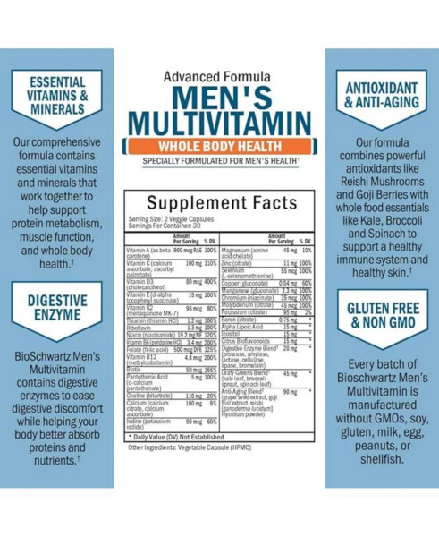 Bio Schwartz Men's Multivitamin 60 Capsules No Color - 2