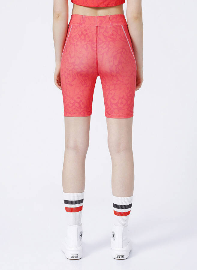 Biondina X Boyner, high-waisted, patterned red women's leggings. - 5