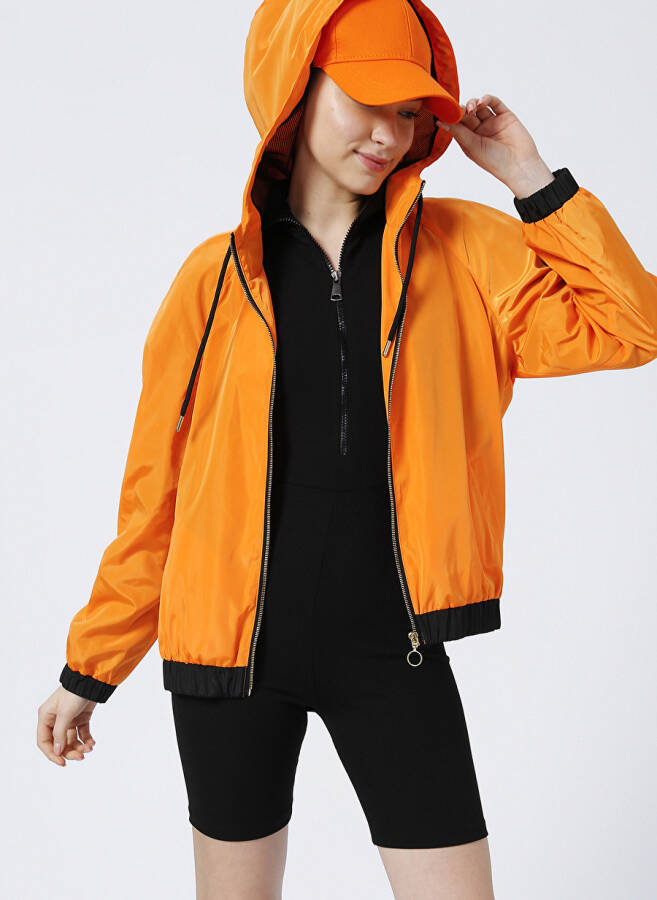 Biondina X Boyner Orange Hooded Women's Basic Thin Jacket KESHA - 5